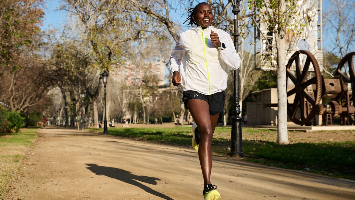 Athlete Sharon Lokedi running