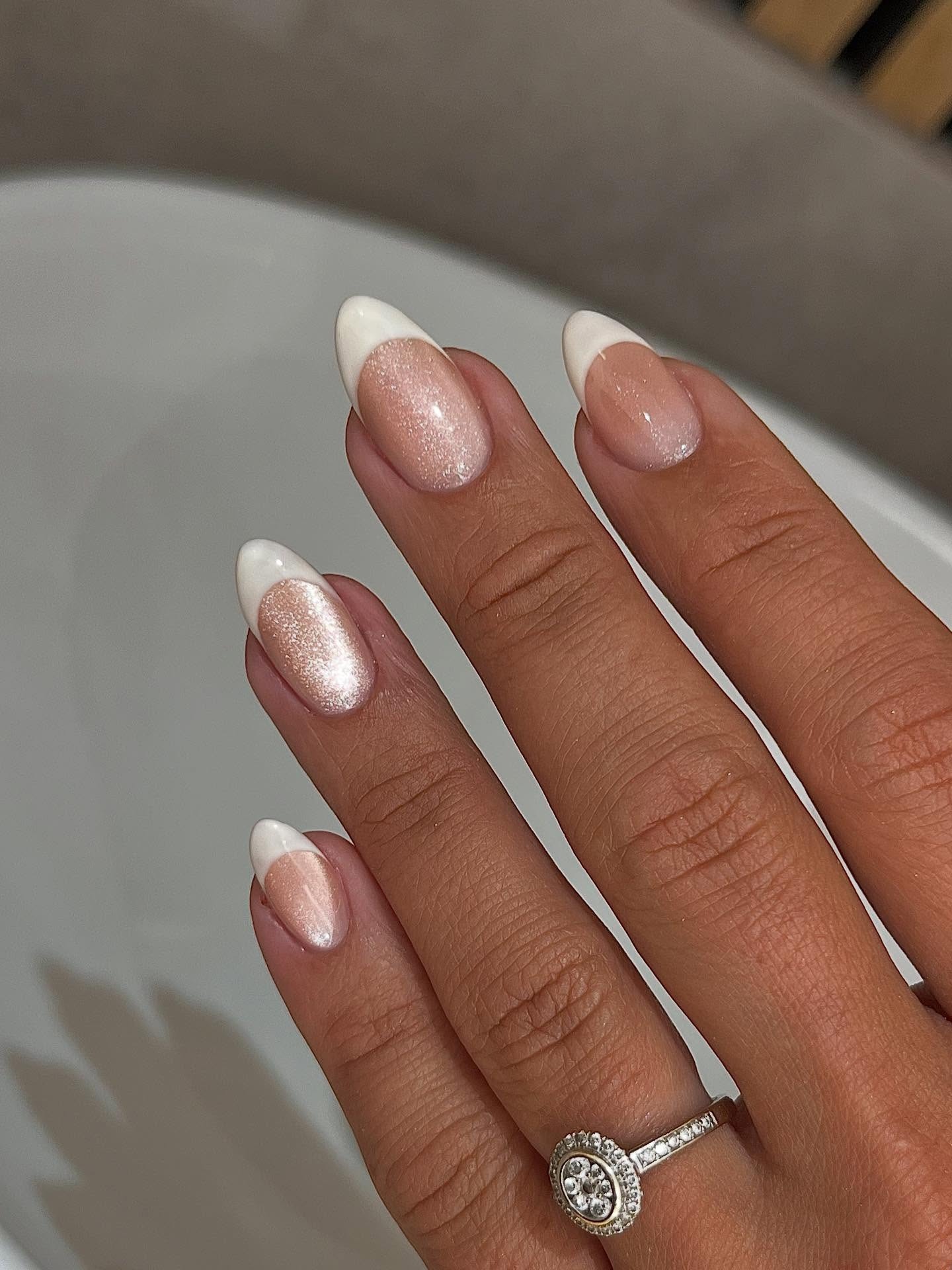 Velvet French manicure.