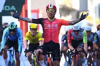 LODOSA SPAIN APRIL 08 Caleb Ewan of Australia and Team INEOS Grenadiers celebrates at finish line as stage winner during the 64th Itzulia Basque Country 2025 Stage 2 a 1866km stage from PamplonaIruna to Lodosa UCIWT on April 08 2025 in Lodosa Spain Photo by Tim de WaeleGetty Images