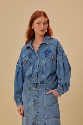 Farm Rio, Denim Bomber Mini Jacket