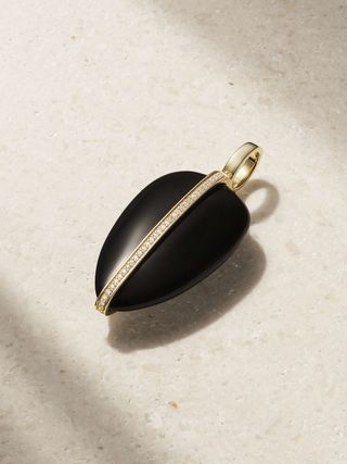 + Net Sustain Pebble 14-Karat Recycled Gold, Onyx and Diamond Pendant