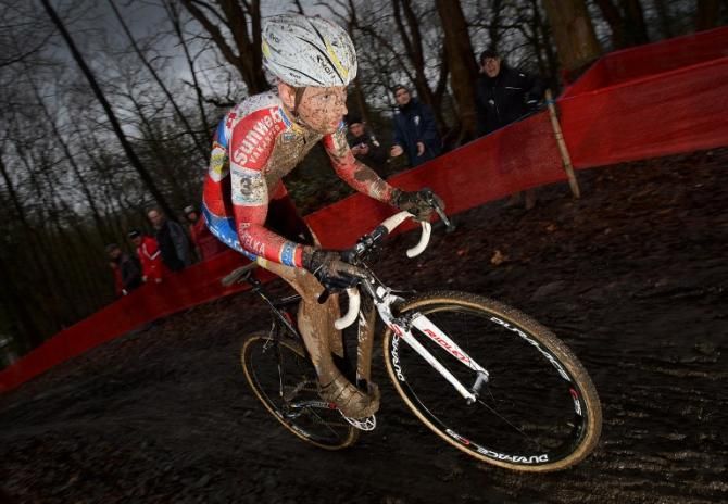 Kevin Pauwels (Sunweb-Revor) en route to victory in the Namur, Belgium round of the cyclo-cross World Cup.