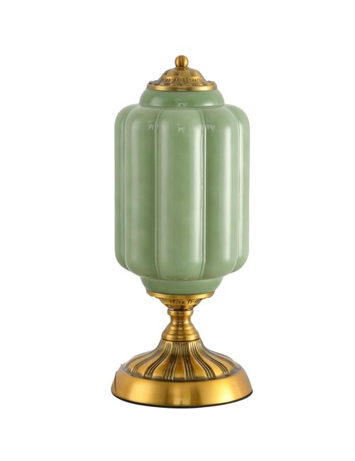 Vintage Green Glass Table Lamp