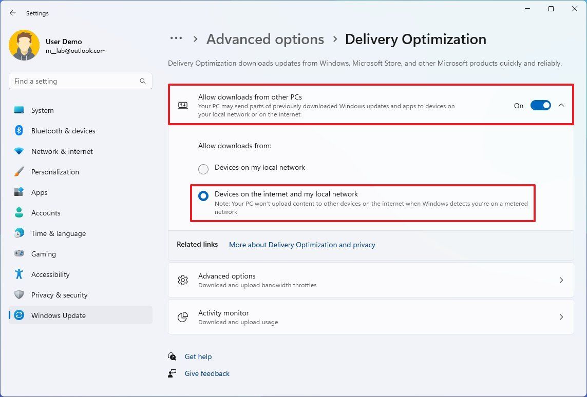 How to stop uploading updates to other devices on Windows 11 | Windows ...