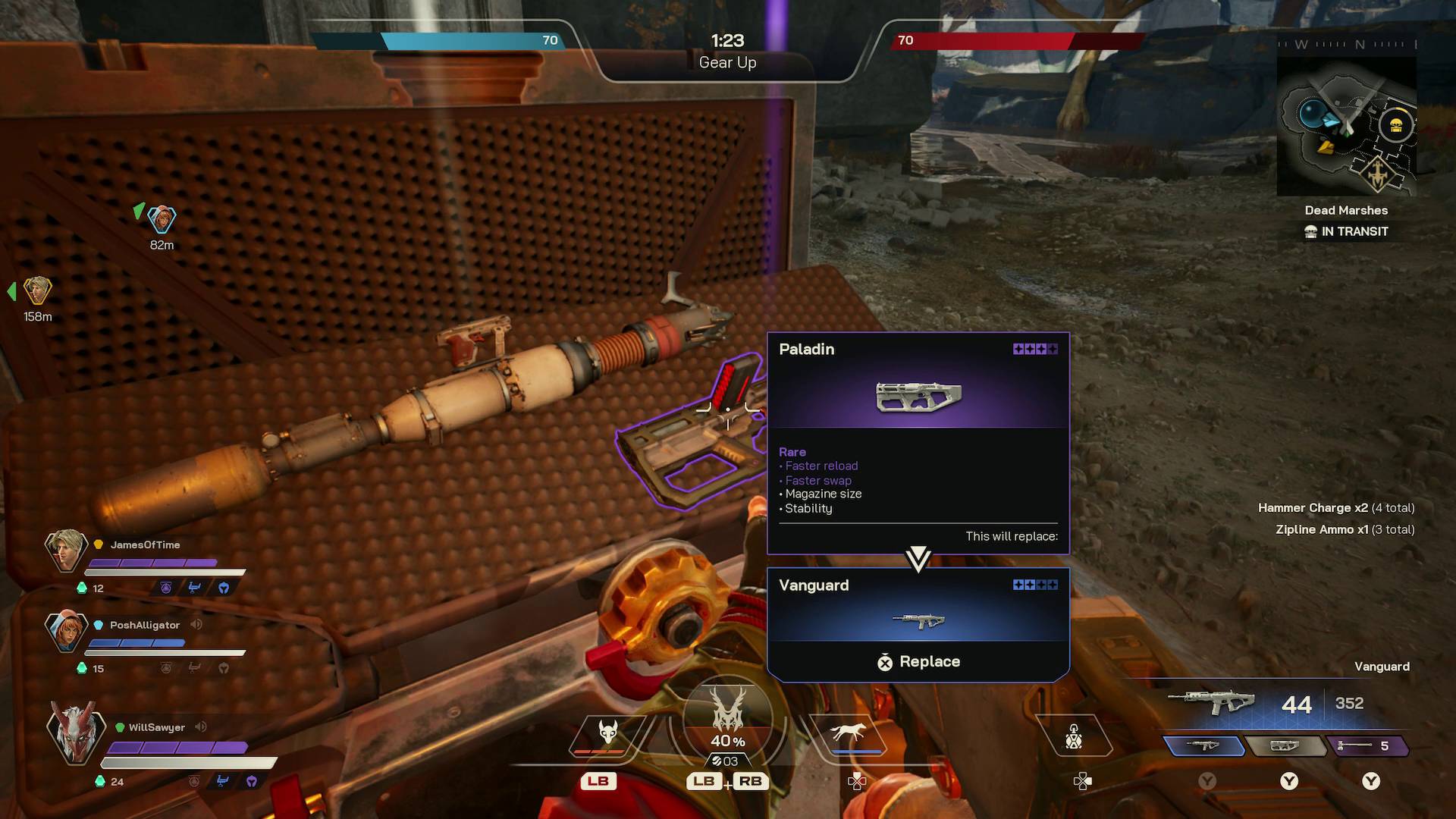 Highguard purple-rarity paladin shotgun found inside a weapon crate