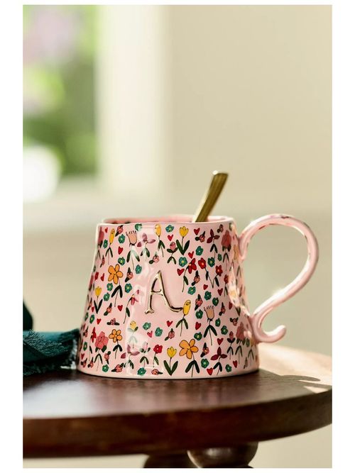 The Mud Fairy Stoneware 24k Gold Accent Monogram Mug