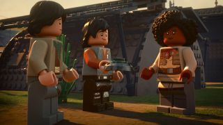 Sig Greebling, Dev Greebling and Yesi Scala make plans on LEGO Star Wars: Rebuild the Galaxy