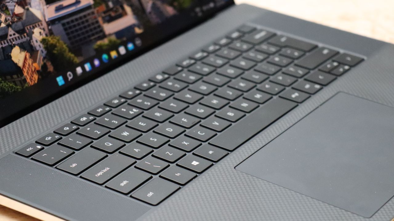 A closeup of the Dell XPS 17's keyboard