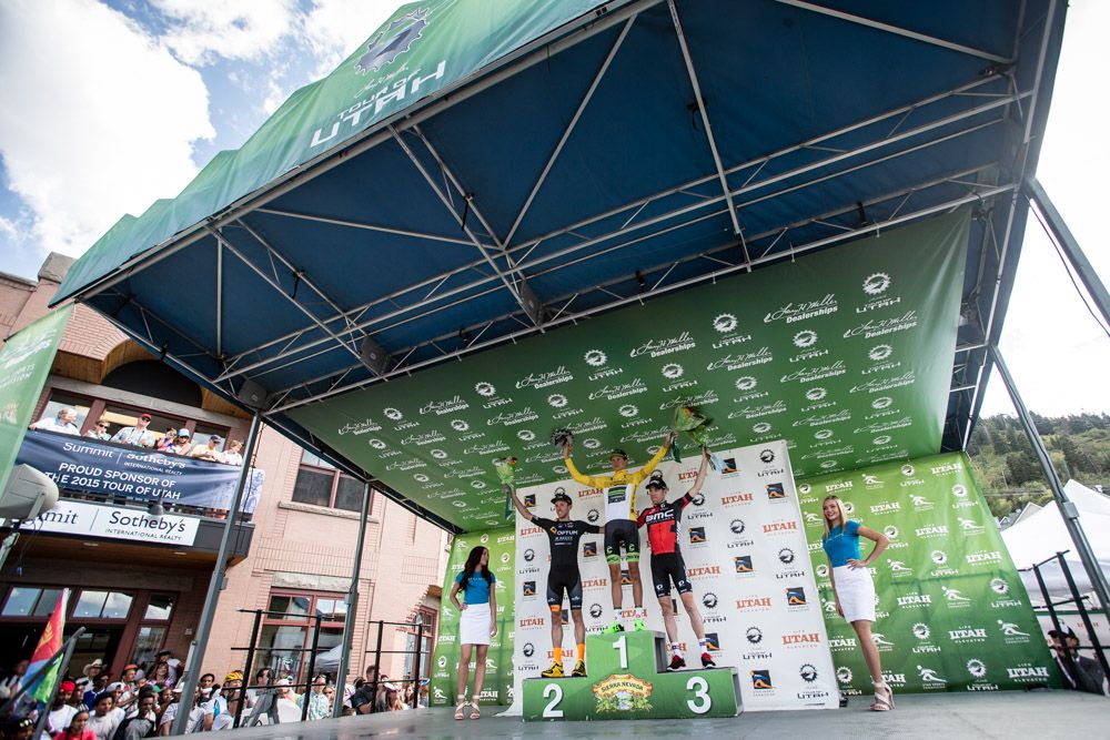 The top three overall on the podium
