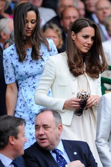 Kate Middleton and Pippa Middleton watch the Wimbledon final