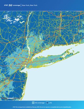 AT&T's 5G coverage map of New York City. 