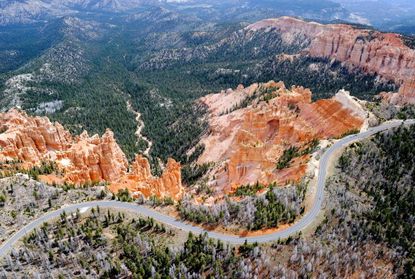 An aerial view of Bryce Canyon National Park.