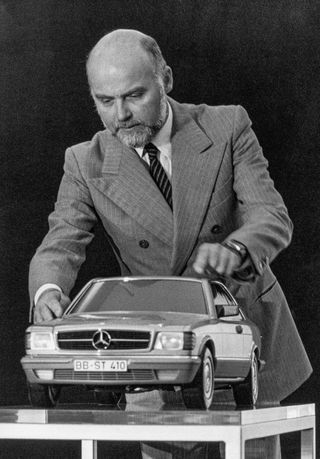 Bruno Sacco with the Mercedes-Benz SEC