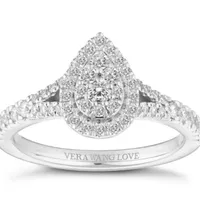Vera Wang 18ct White Gold 0.45ct Pear Shaped Cluster Ring: £1999, £999 (save £1000) | Ernest Jones