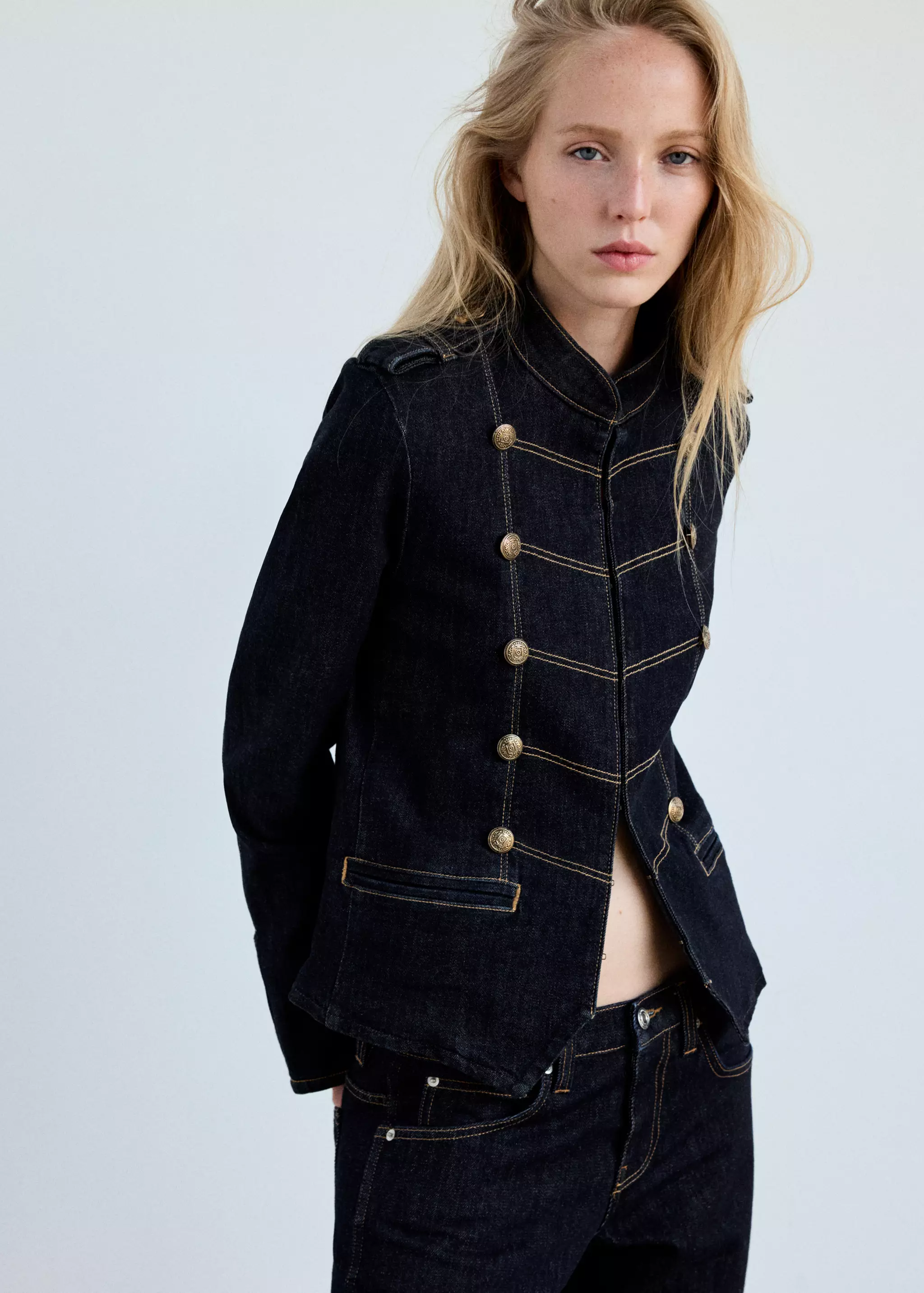 Denim Jacket With Decorative Frog Closures - Women | Mango Usa