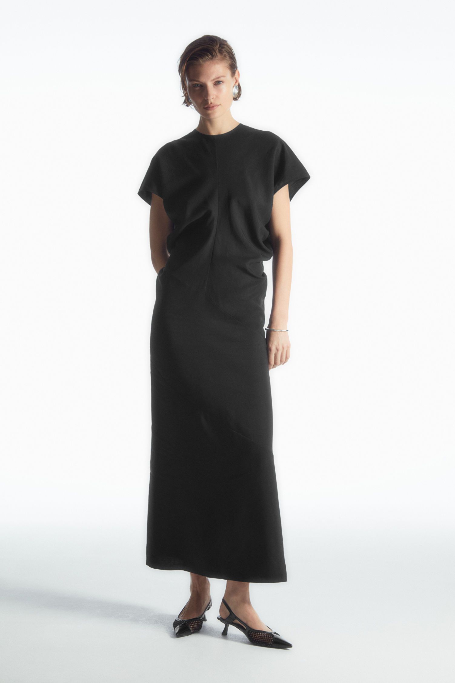 COS, Spiral Seam Maxi Dress in black