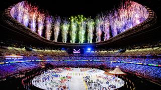 Fireworks at the 2020 Summer Olympic opening ceremony in Tokyo.