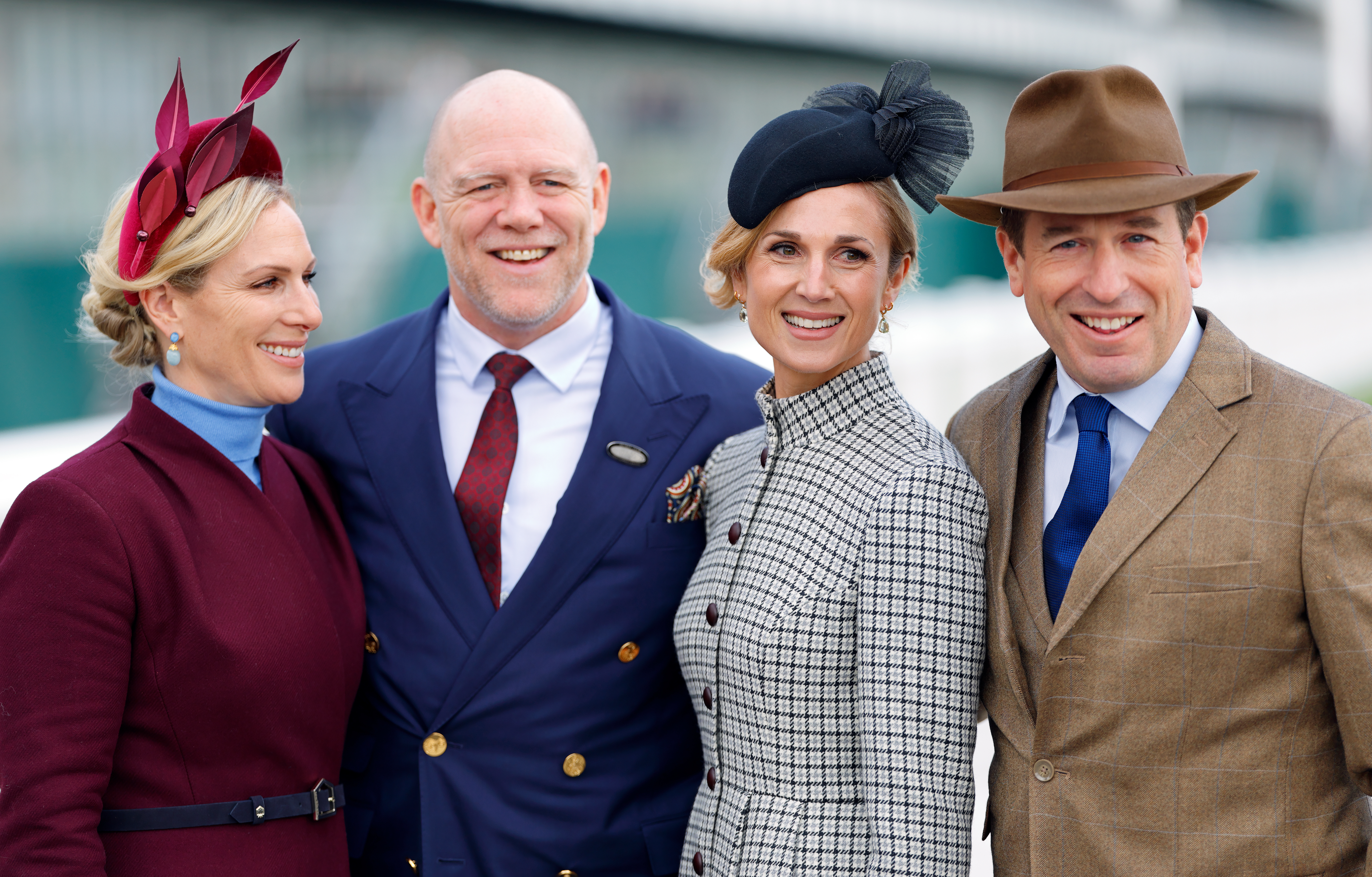 Zara and Mike Tindall posing with Harriet Sperling and Peter Phillips