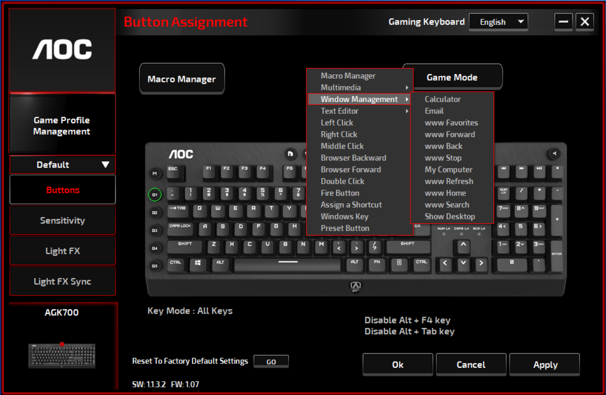 AOC Agon AGK700 Software