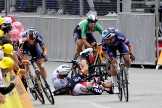 A crash on stage three of the 2021 Tour de France