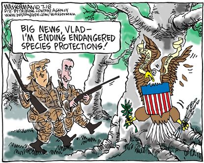 Political cartoon U.S. Trump Putin Endangered Species Act ending