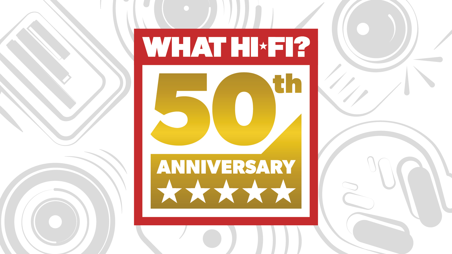 What Hi-Fi? 50th Anniversary logo on white background