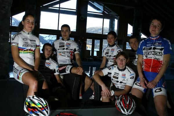 Some riders of the BH Suntour Peisey-Vallandry team