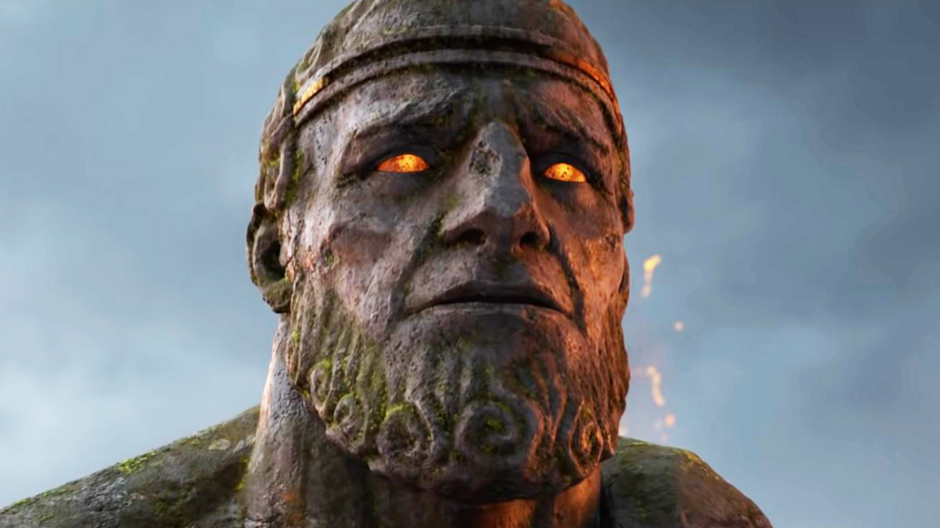 World of Warcraft: Dragonflight stone man, Watcher Koranos, close up shot of face.