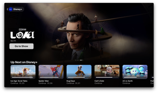 New Apple TV interface showing Disney+