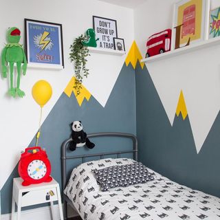 kids bedroom with white and grey wall with picture rails