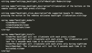 strings of code in a Google TV Streamer update hinting at support for backlit remotes