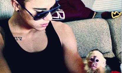 Justin Bieber and his monkey, in better times.