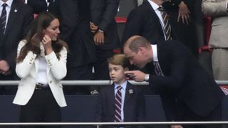 london, england july 11 prince william, president of the football association along with catherine, duchess of cambridge look on prior to the uefa euro 2020 championship final between italy and england at wembley stadium on july 11, 2021 in london, england photo by frank augstein poolgetty images