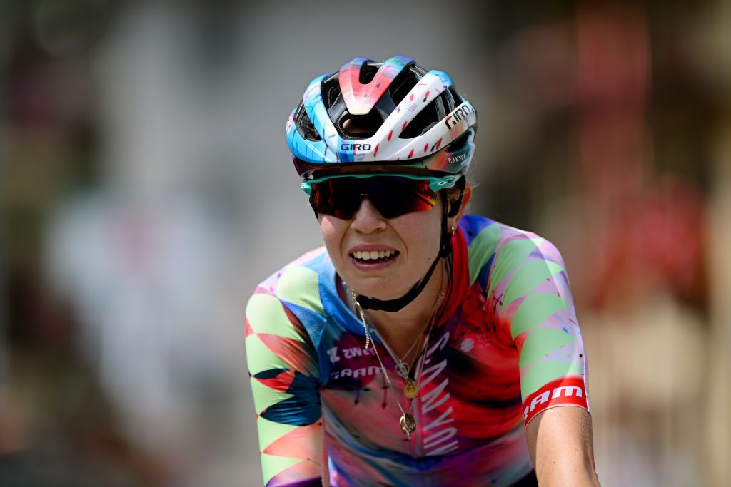 CERES ITALY JULY 04 Antonia Niedermaier of Germany and Team CanyonSRAM Racing celebrates at finish line as stage winner during the 34th Giro dItalia Donne 2023 Stage 5 a 1056km stage from Salassa to Ceres UCIWWT on July 04 2023 in Ceres Italy Photo by Dario BelingheriGetty Images