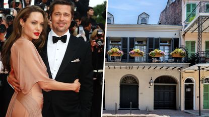brad pitt and angelina jolie next to their former house in New Orleans