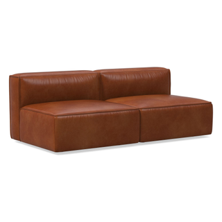 armless leather sofa