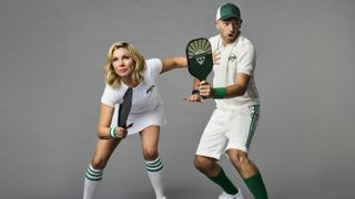 June Diane Raphael and Paul Scheer posing for Pickled