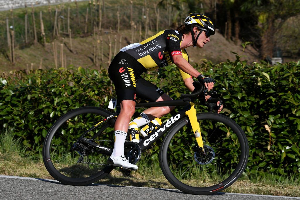 CITTIGLIO ITALY MARCH 21 Marianne Vos of Netherlands and Team Jumbo Visma during the 45th Trofeo Alfredo BindaComune di Cittiglio 2021 Womens Elite a 1418km stage from Cocquio Trevisago to Cittiglio 257m TrBinda UCIWWT on March 21 2021 in Cittiglio Italy Photo by Tim de WaeleGetty Images