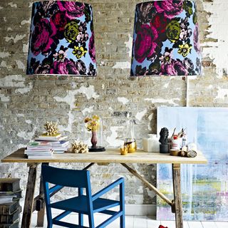 dining room with oversized florals