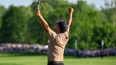 Xander Schauffele celebrates winning the PGA Championship