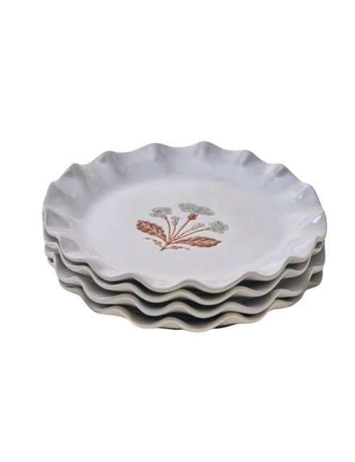 Cream Organic Ruffle Edge Elaine Dessert Plate