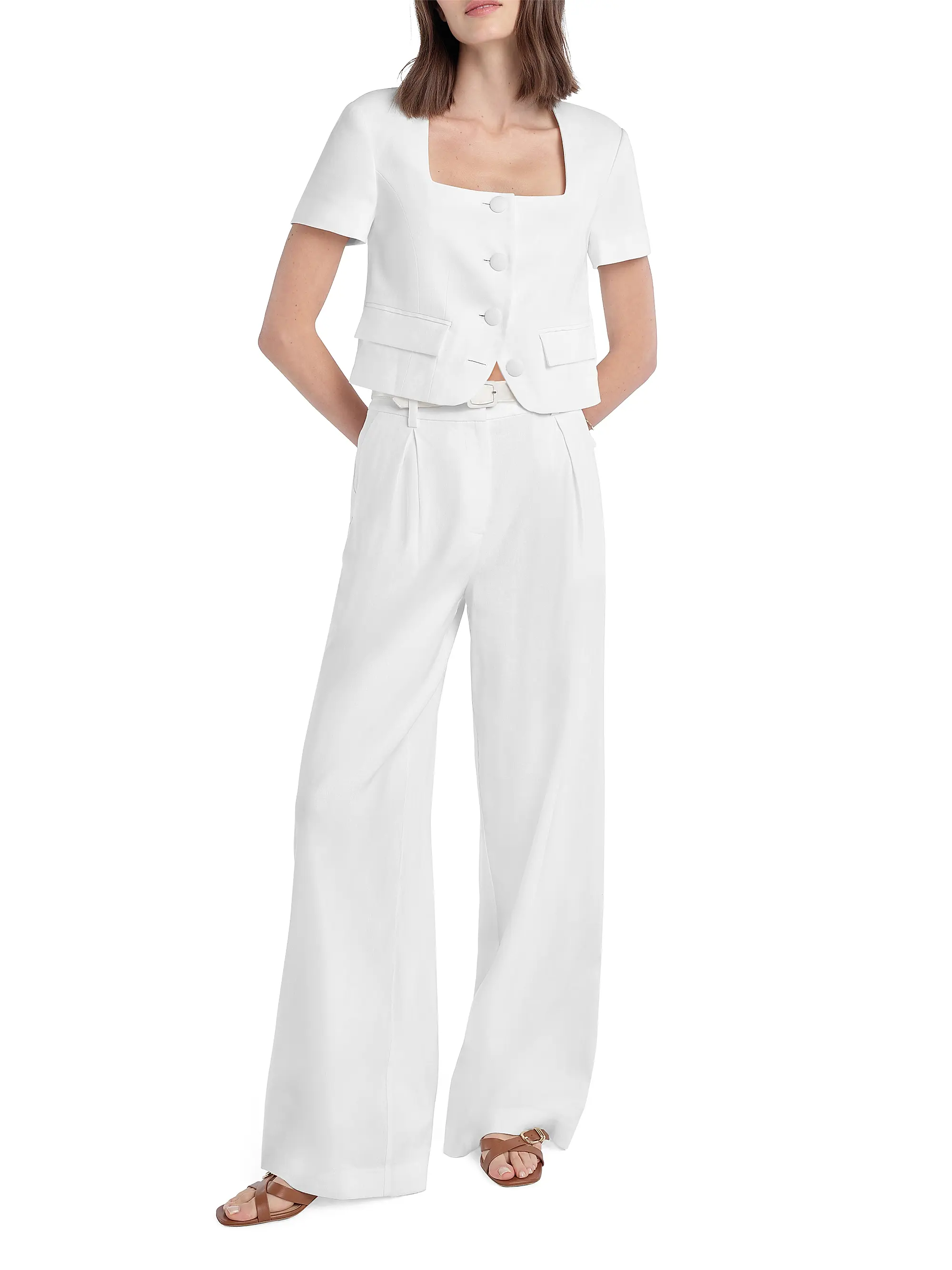 The Miranda Pleated Linen-Blend Wide-Leg Pants