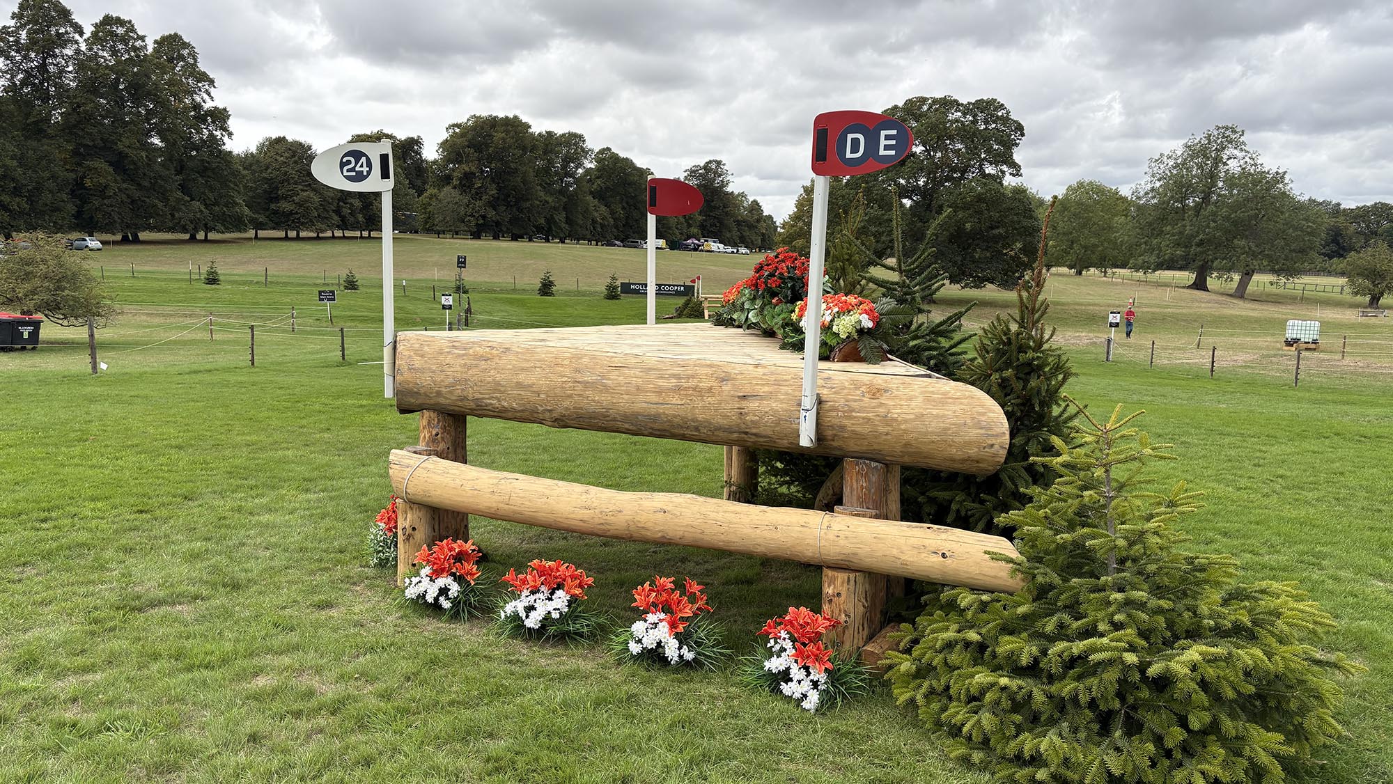 Solid corner fence on the Burghley cross-country course 2026