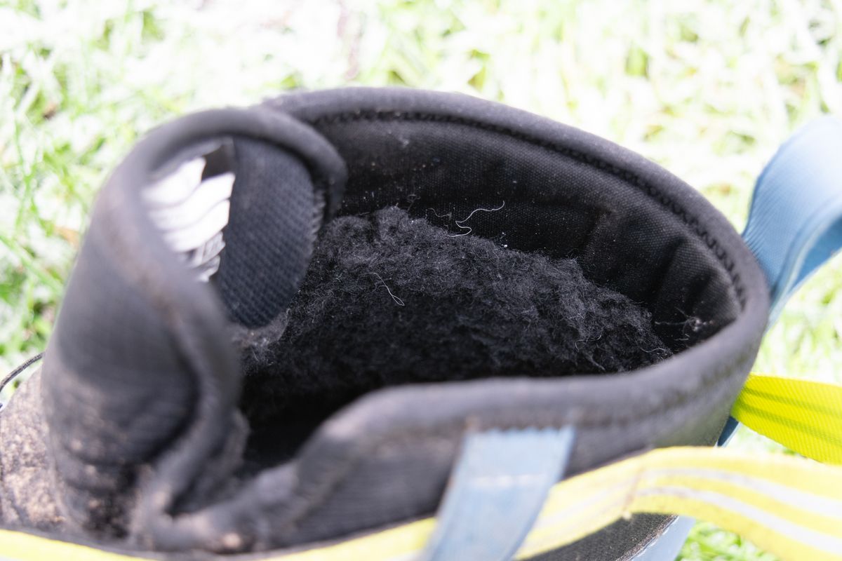 The fleece inside of the Sidi Nix ankle opening