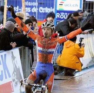 David Van der Poel takes the win in Roubaix.