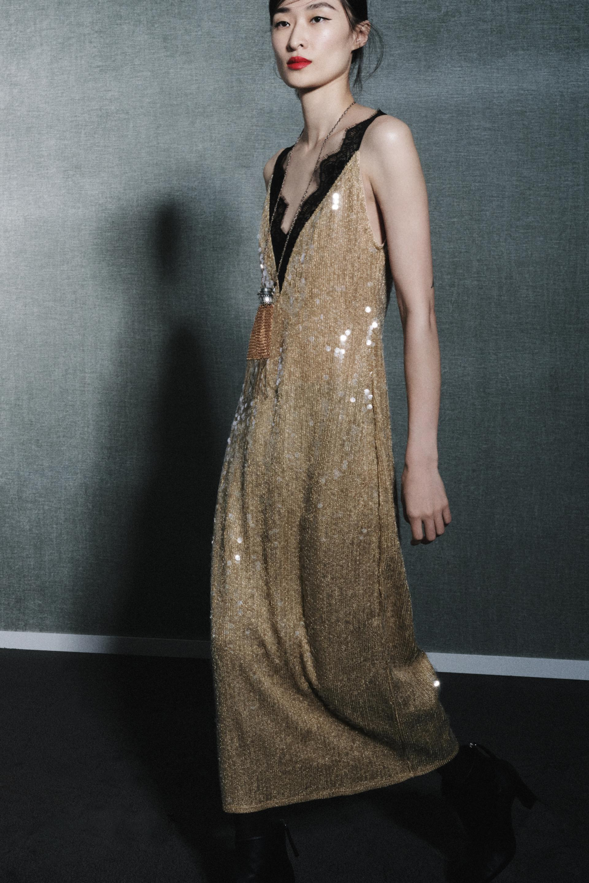 ZARA, Sequin Lace Dress Zw Collection