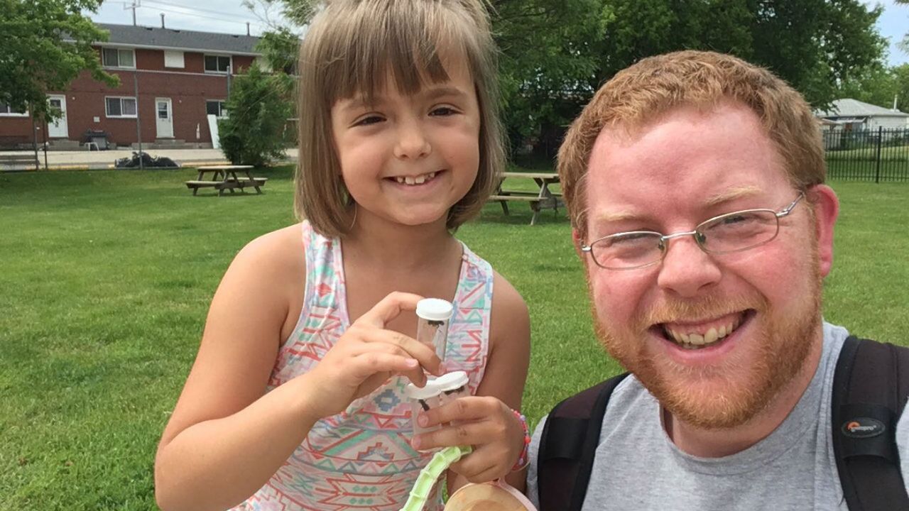 Sophia Spencer and entomologist Morgan Jackson