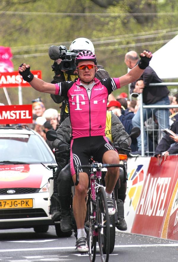 The raw emotion is apparent on Alexander Vinokourov's face as he wins the 2003 Amstel Gold Race
