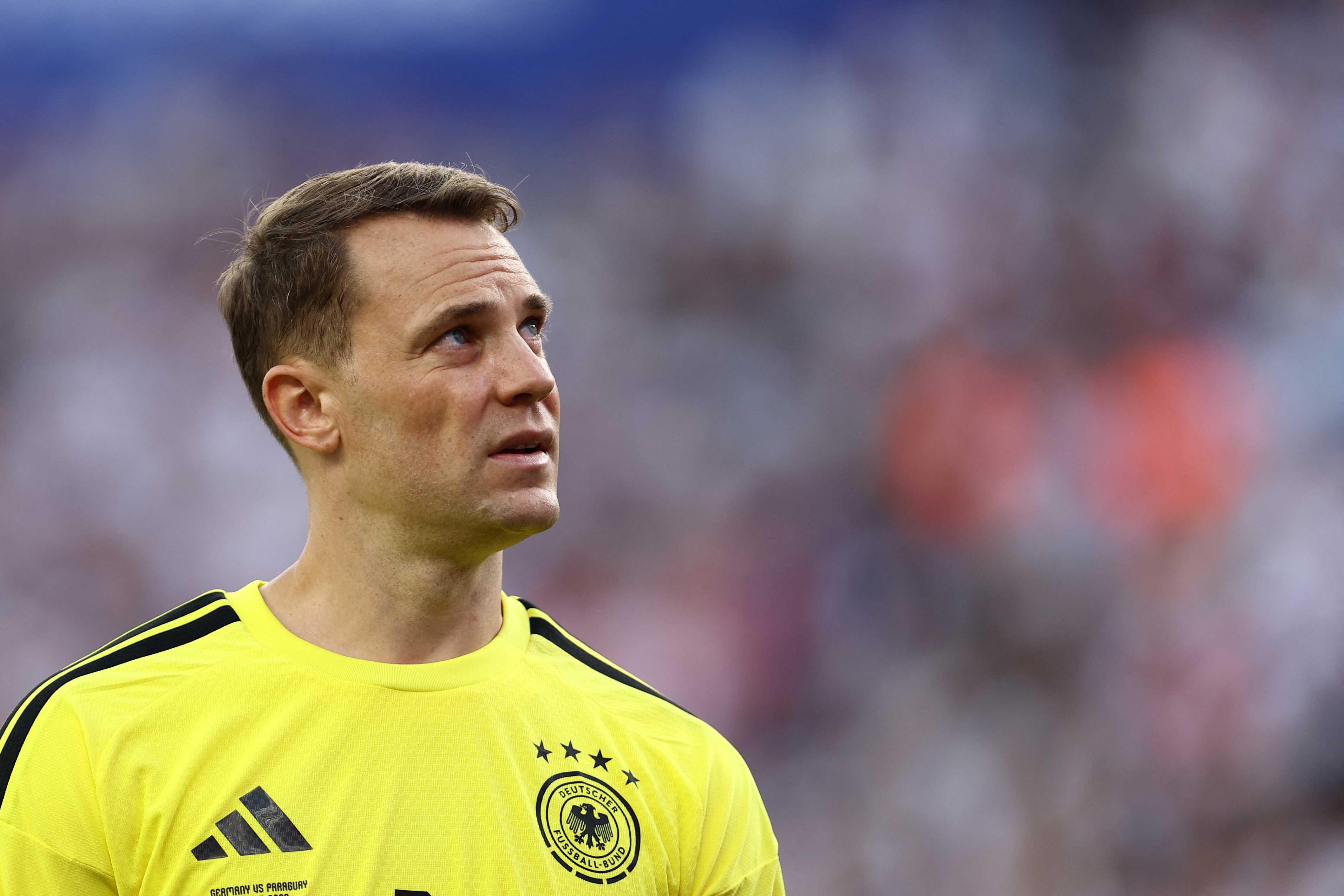 Manuel Neuer reacts during the 2026 World Cup round of 32 football match between Germany and Paraguay