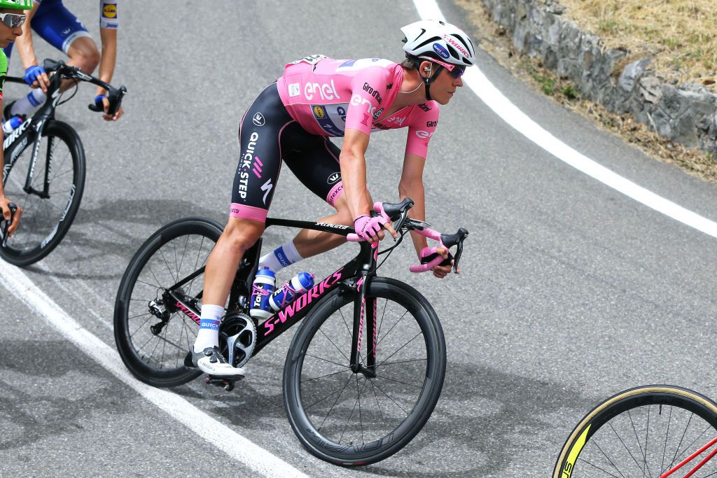 Pink tape and frame accents for Bob Jungels in 2017